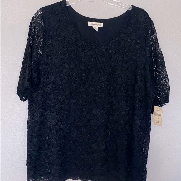Coldwater Creek Tops - Coldwater Creek womens black lace top NWT Sz 1X 18